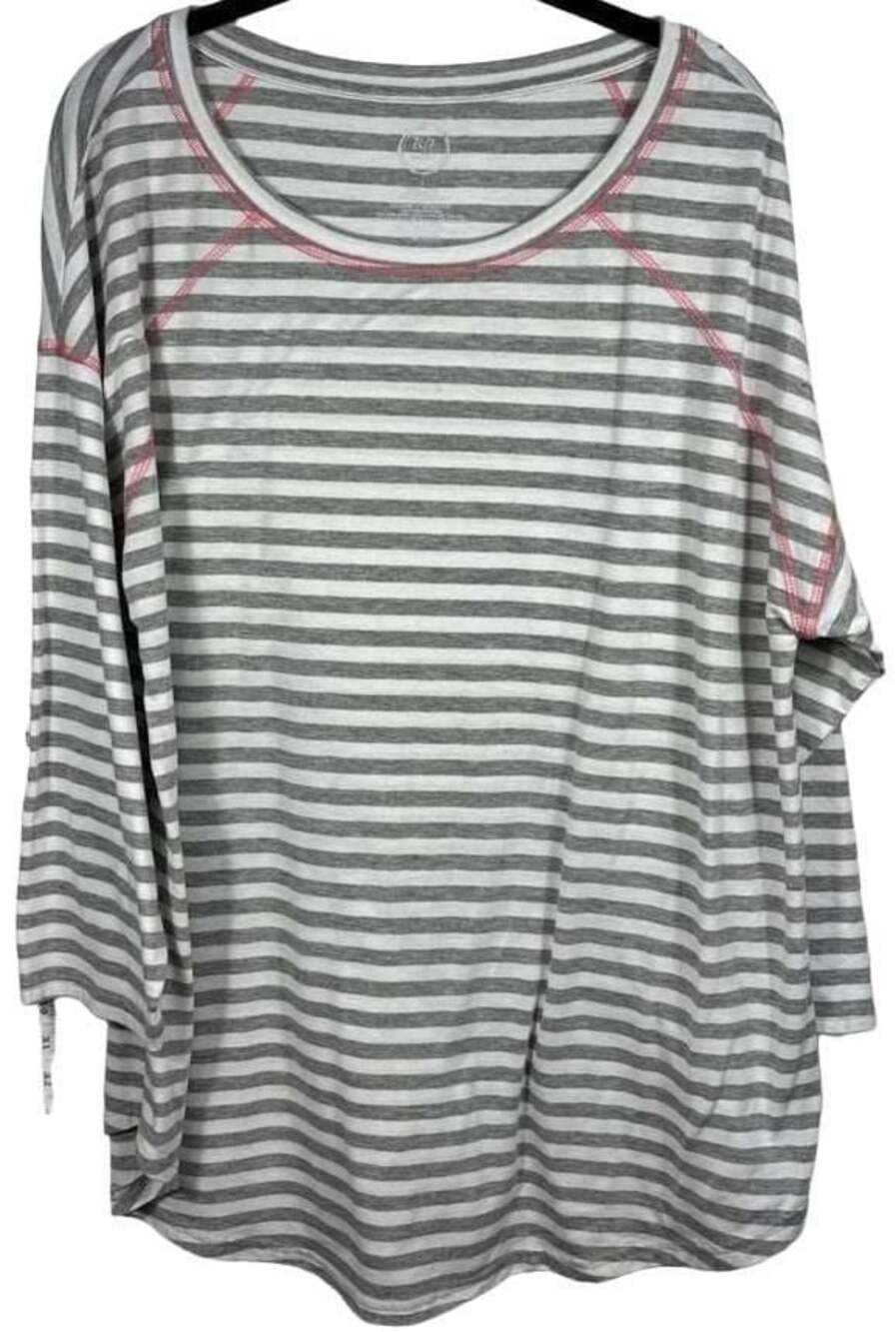 Maurices 24/7 Gray and White Striped Long Sleeve Top